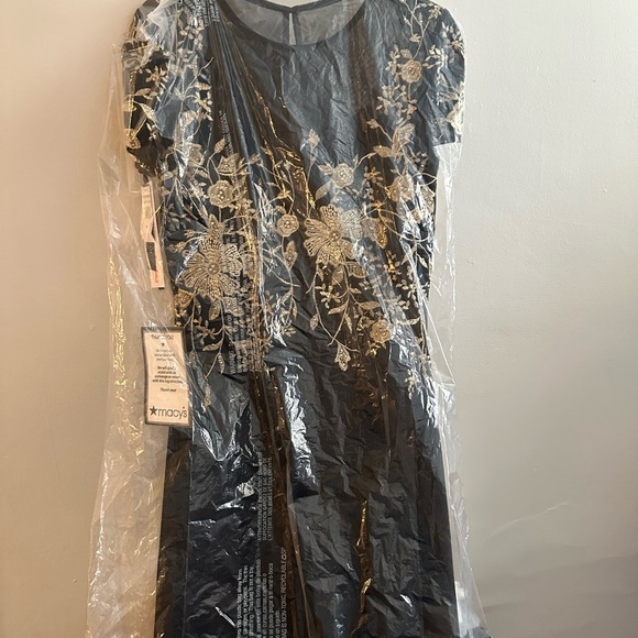 Betsy & Adam Black and Gold Floral Maxi Dress - Picture 2 of 6